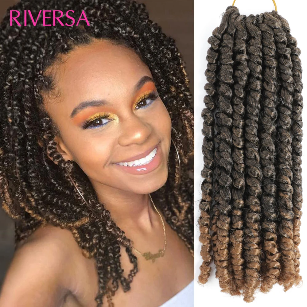 10 inches Passion Twist Crochet Hair Pre-looped Ombre Spring Twists Braids Hair Extensions for Women Girls Kids 12strands/pack