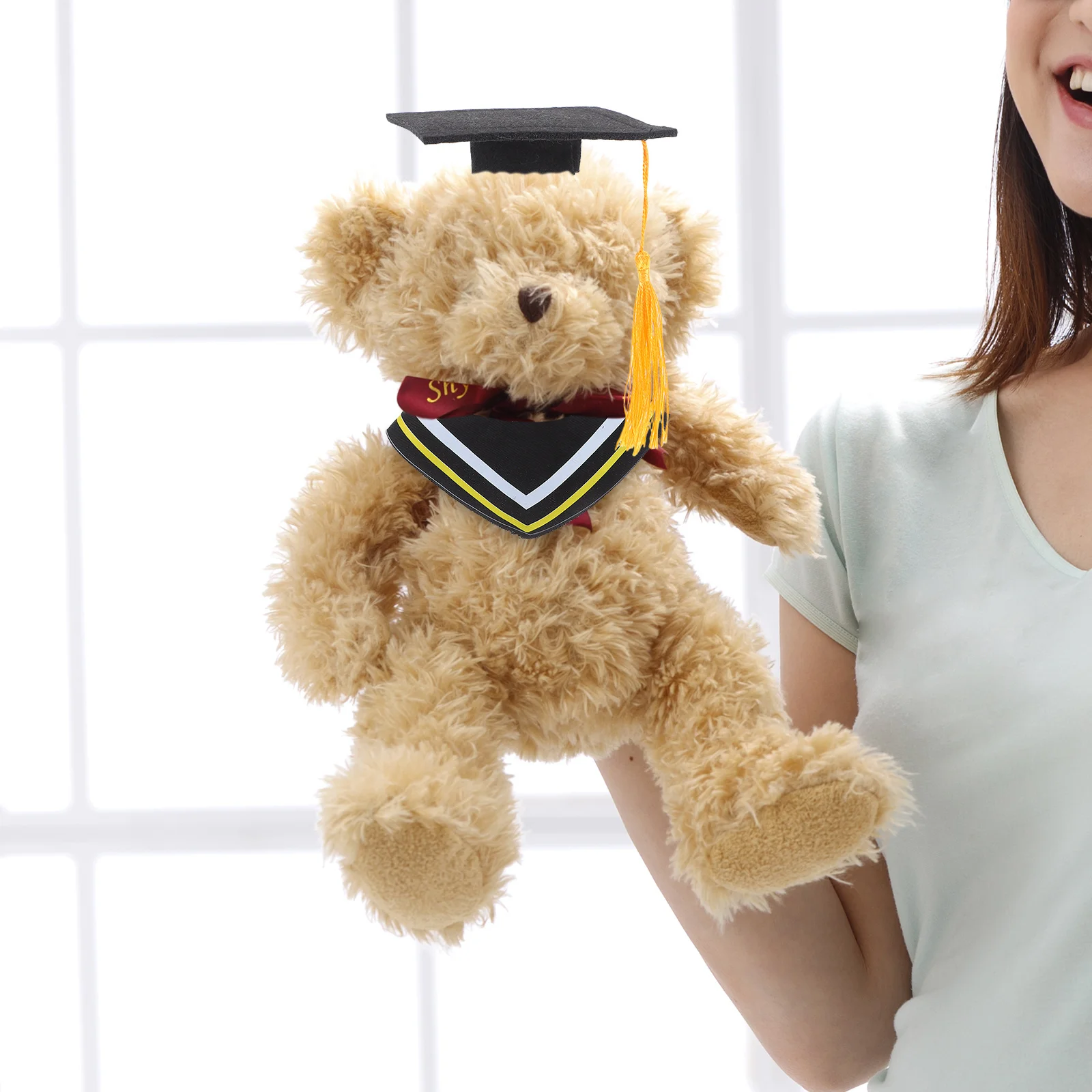 

HOMOBABE 2 Sets Graduation Robe for Bear Replaceable Hat Gown Outfit Stuffed Animal Costume Cap Collar Kit Mini Clothing