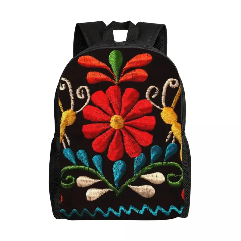 

Custom Mexican Butterflies And Flower Backpack Otomi Embroidery art College School Travel Bags Bookbag Fits 15 Inch Laptop