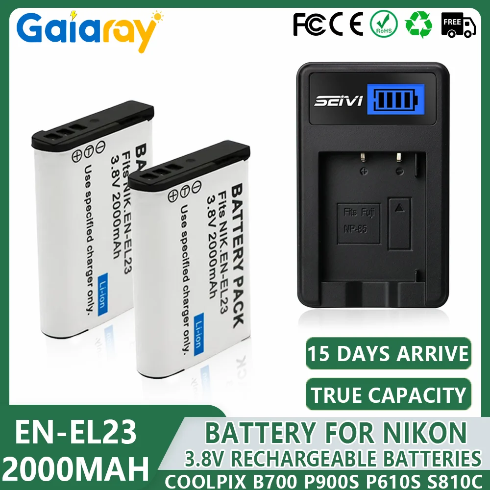 EN-EL23 ENEL23 EN EL23 Аккумулятор + светодиодное зарядное устройство для Nikon COOLPIX B700 P900s P900 P610s P610 P600 S810c EN EL23 Аккумулятор для камеры