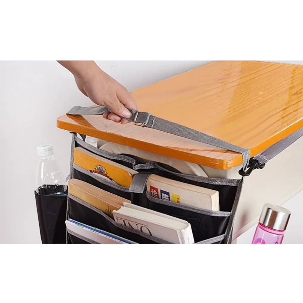 Sac suspendu de bureau, organisateur noir renforcé pour livres, papeterie, bouteille d'eau de grande capacité, conception multicouche pour étudiant