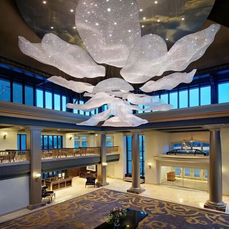 

custom，Professional non-standard custom hotel lobby sales department sand table area glass beads woven art chandelier