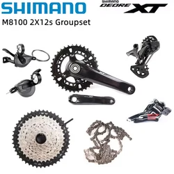 SHIMANO DEORE XT M8100 2x12s Kit 36-26T Crankset 10-45T Cassette  M8100 Chain With M8120 Rear Derailleurs For MTB Bike Groupset
