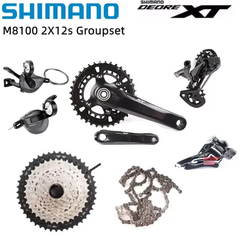SHIMANO DEORE XT M8100 2x12s Kit 36-26T Crankset 10-45T Cassette  M8100 Chain With M8120 Rear Derailleurs For MTB Bike Groupset