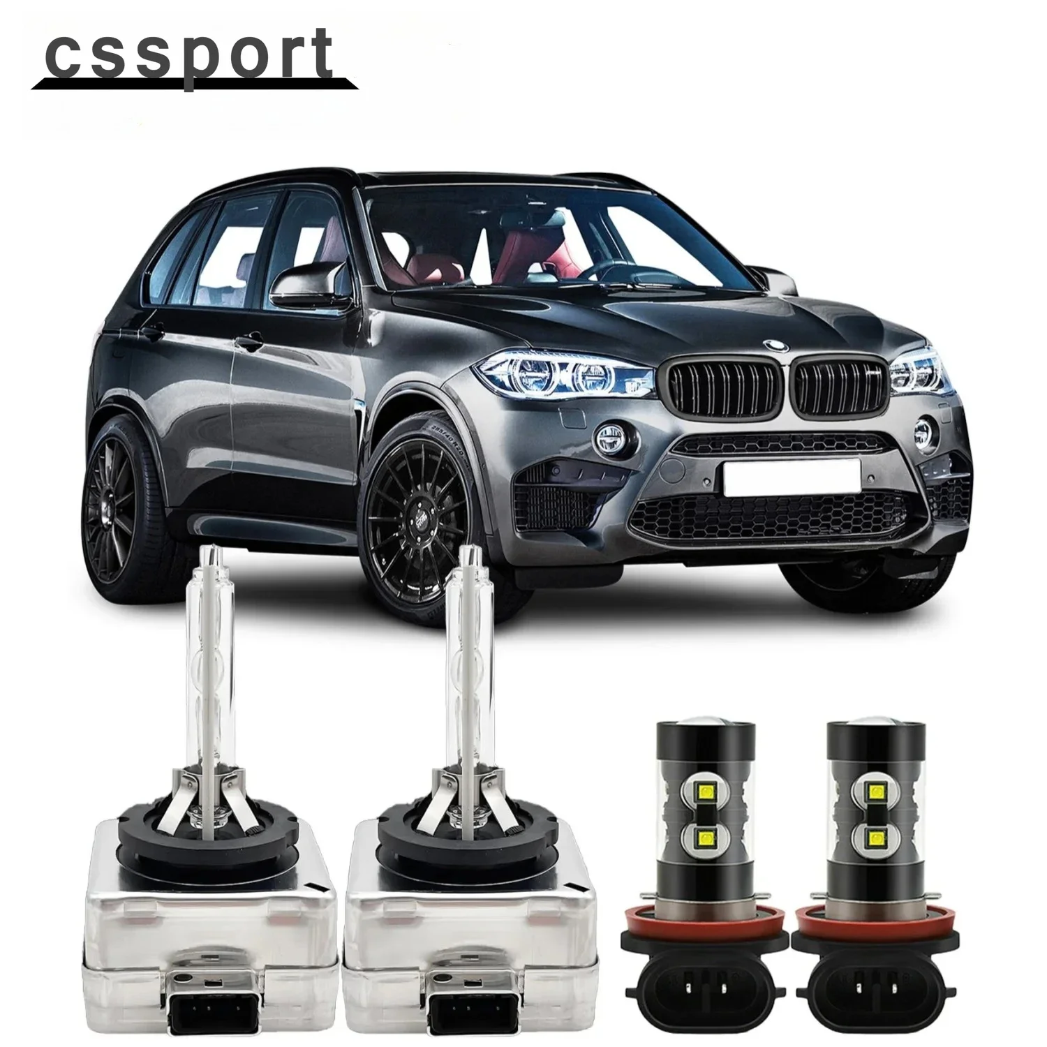عالية الجودة 2 قطعة المصباح الأمامي HID عالية منخفضة + 2 قطعة LED مصابيح الضباب ل 2007-2015 BMW X5 الأبيض