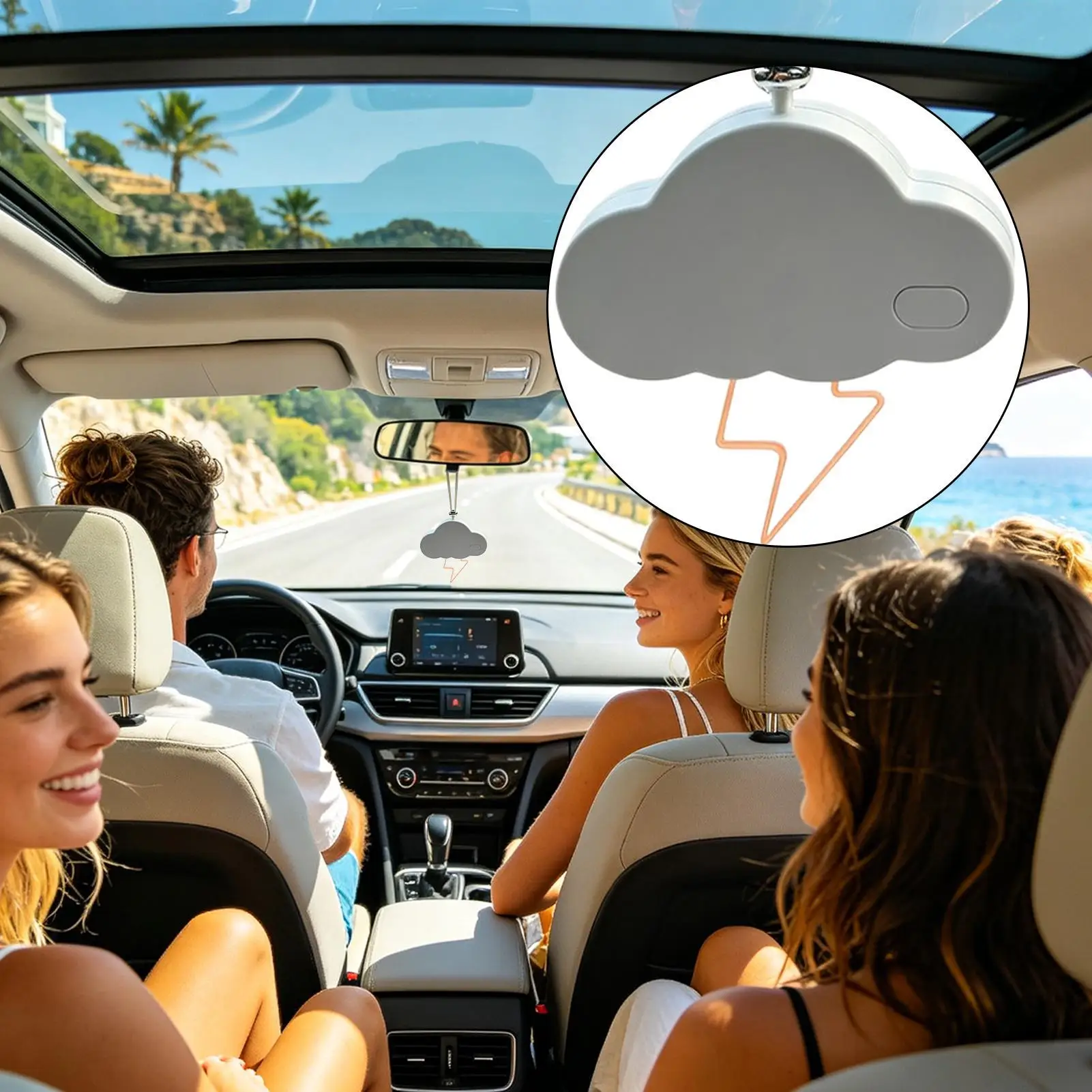 Car Aromatherapy Ornament Cute Cloud USB Rechargeable LED Lights Car Cloud Fragrance Ornament For Sedan SUV RV Truck Long Drive