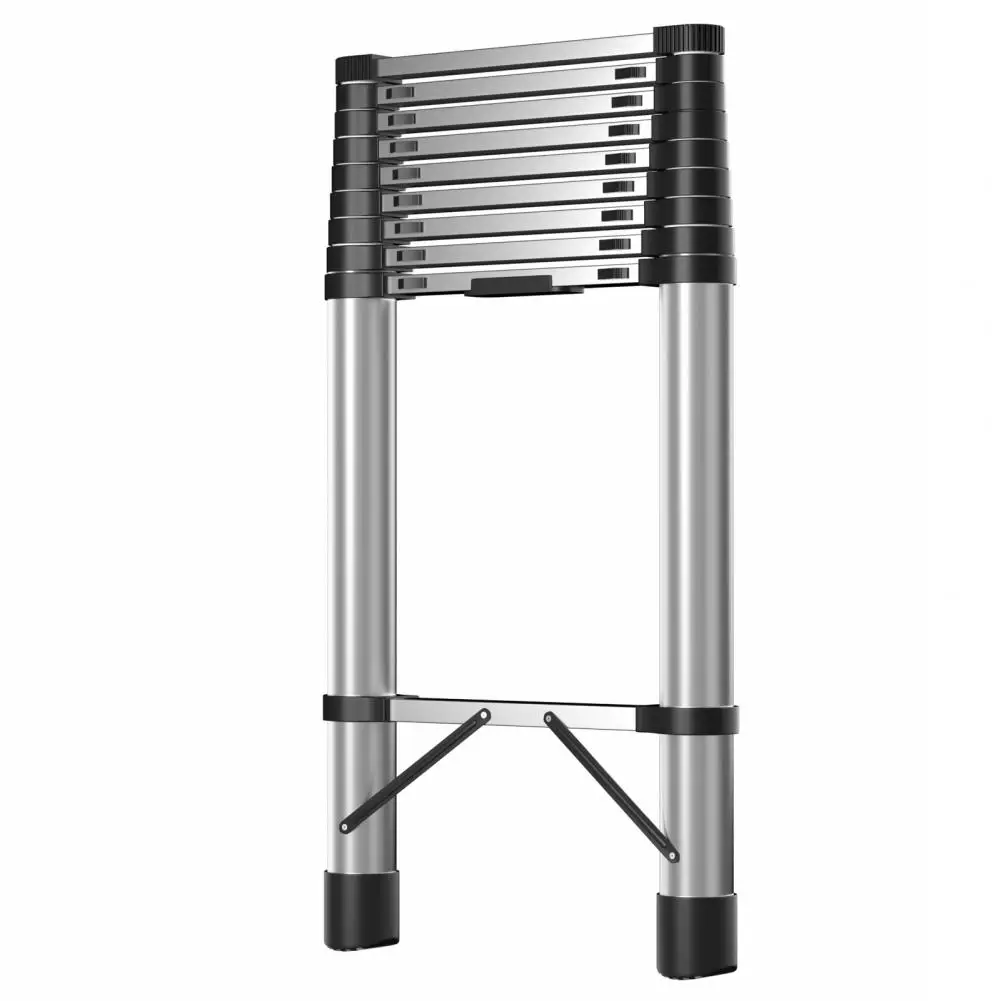 

12.5ft Stainless Steel Telescopic Extension Ladder Multi-Purpose Folding Collapsible Ladder with Locking Mechanism for Work