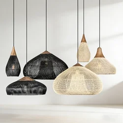 BUHAY HARP Pendant Lamps Vintage handmade rattan lamp japanes style wabi sabi lighting for Kitchen island Loft Dining Room light
