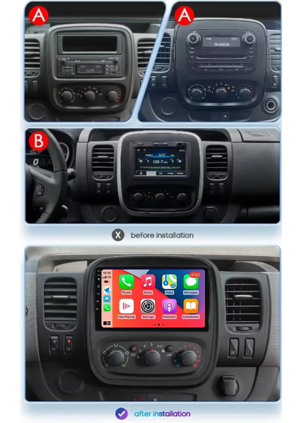 Android 14 Carplay Car Radio For Renault Traffic 3 2014 - 2021 Opel Vivaro B 2014 -2018 Navigation GPS Multimedia Player WiFi+4G