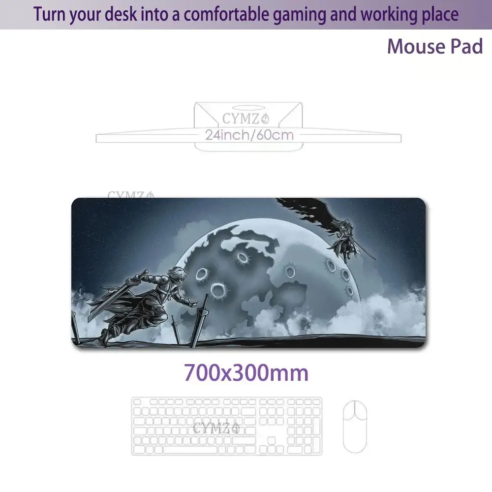 スタームーンサムライゲーミングマウスパッドデスクマットゲーミングマットゴム滑り止め耐久性のあるデスクアクセサリーキーボードデスクトップパッドマウスパッド