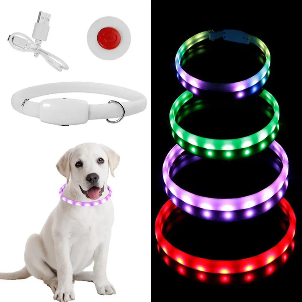 LED Dog Pet Collar Luminous Flashing Adjustable Night Safety Light Up Tag
