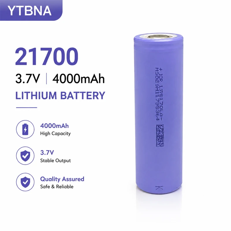 3.7V 21700 Lithium Battery 4000mAh 10C Discharge Electric Screwdriver Tool Battery Solar Street Light Electric Vehicle Batteries