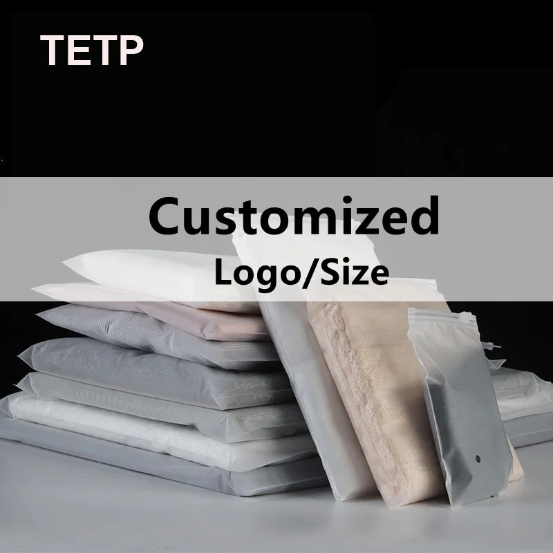 TETP Frosted/Transparent Zipper Bag Customized Logo Size Text Home Clothing Gift Packaging Storage Support For Small Business