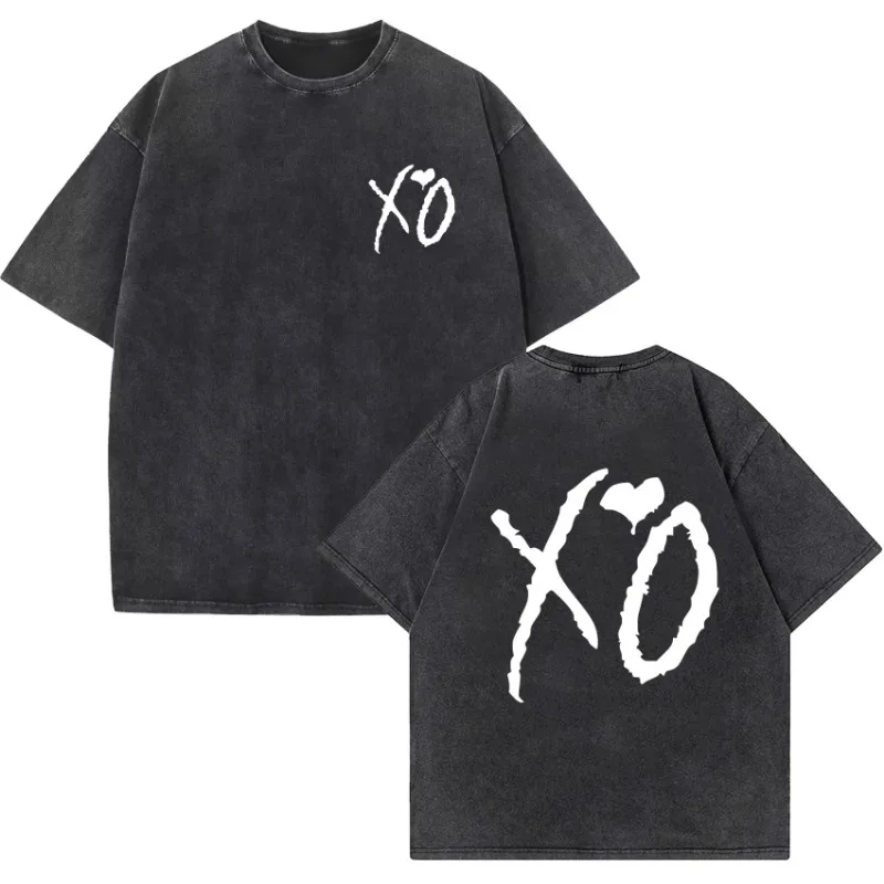 The Weeknd XO Washed T-shirt The Weeknd Merch Unisex Casual Harajuku Short Sleeve Tshirts harajuku  t shirt  men clothing