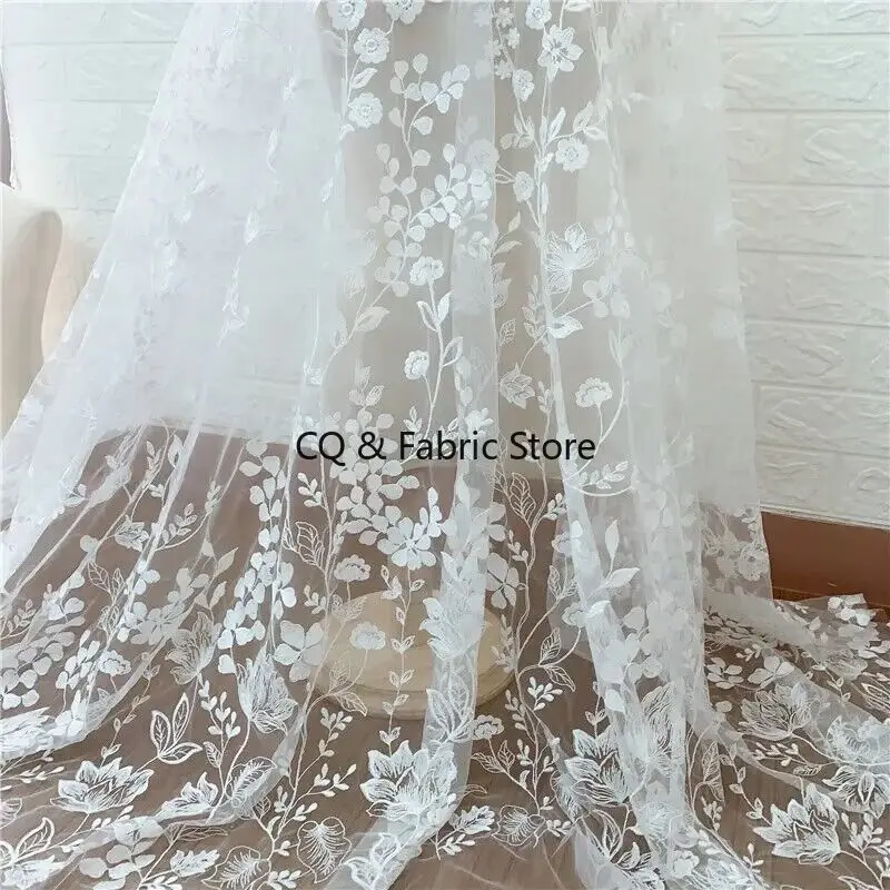 

French Style Wedding Dress Embroidered Lace Fabric for Wedding Evening Dress Stage Dress Fashion Accessories DIY Accessories