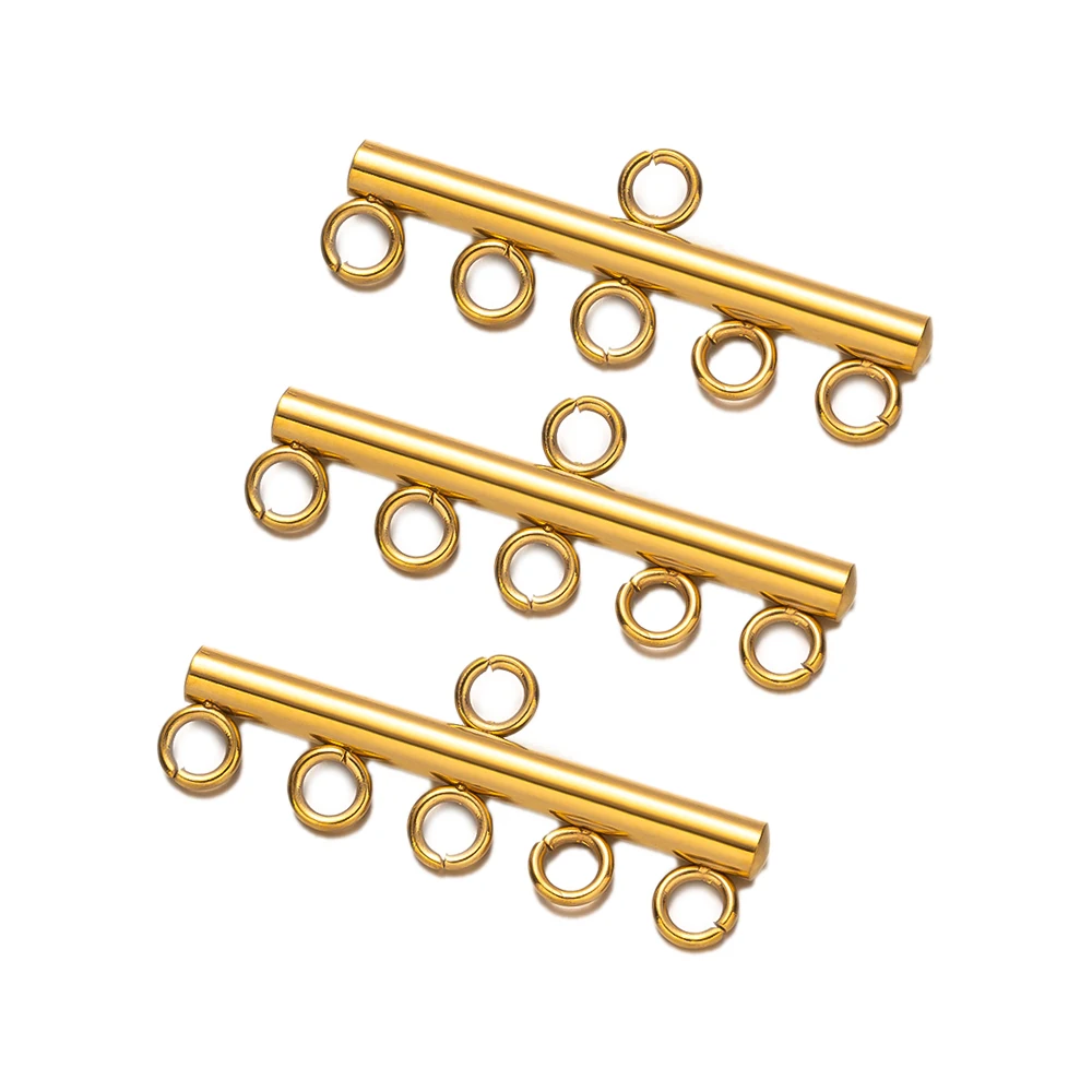 5pcs Stainless Steel Multi Strand Porous Connector Layer Clasp Bails Pendant For DIY Necklace Bracelet  Jewelry Making Supplies