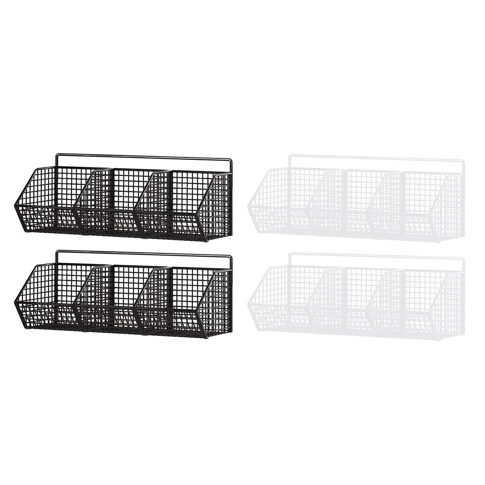 

2Pcs Wire Hanging Basket 3 Grids Hanging Wall Organizer Heavy Duty for Fruits