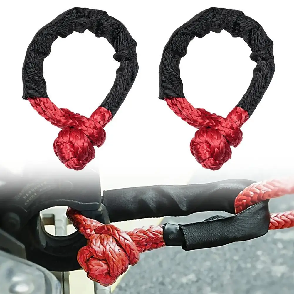 Heavy Duty Car Tow Hook with Soft Shackle - Resistant Roadside Assistance Emergency Automotive Accessory