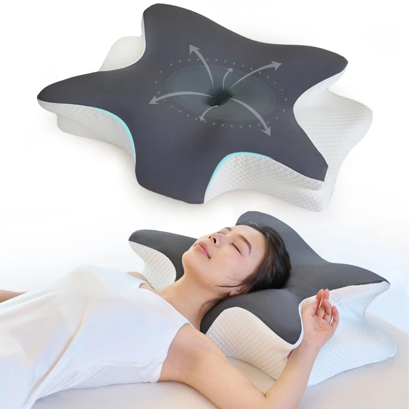 

Cervical Pillow, Memory Foam Contour Pillow, Butterfly Shaped Bed Pillows for Side Sleeper Ergonomic Orthopedic Sleeping Pillow