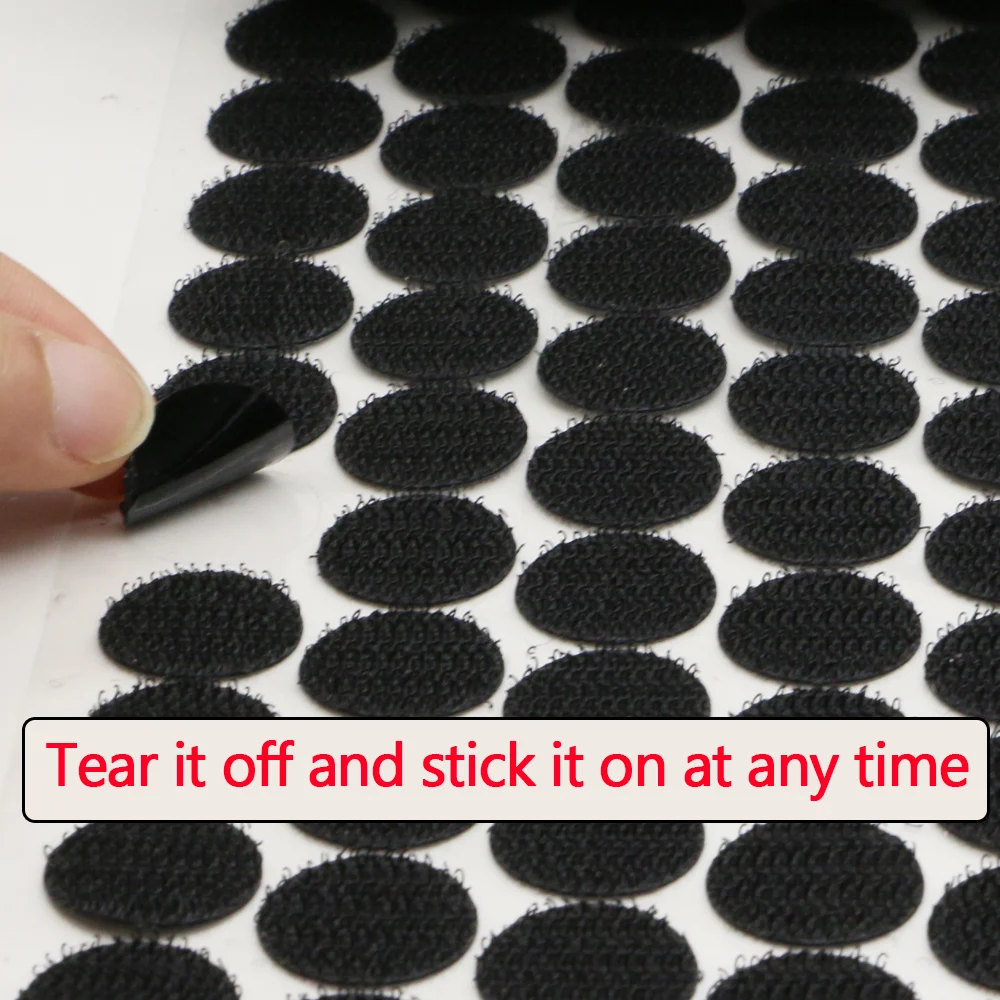 Self Adhesive Fastener Tape Dots 10/15/20/25/30mmSticker Dots Adhesive Tape White Black Round Hook Loop Boob Tape Strong Glue