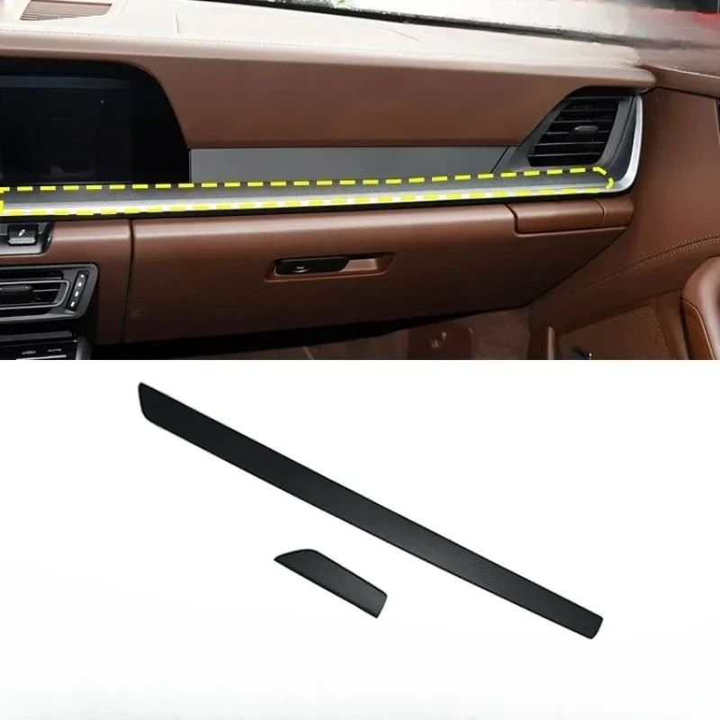 

For Porsche 911 Real Dry Carbon Fiber 2019 Interior Central Control Dashboard Decorative Strips Modification Accessories