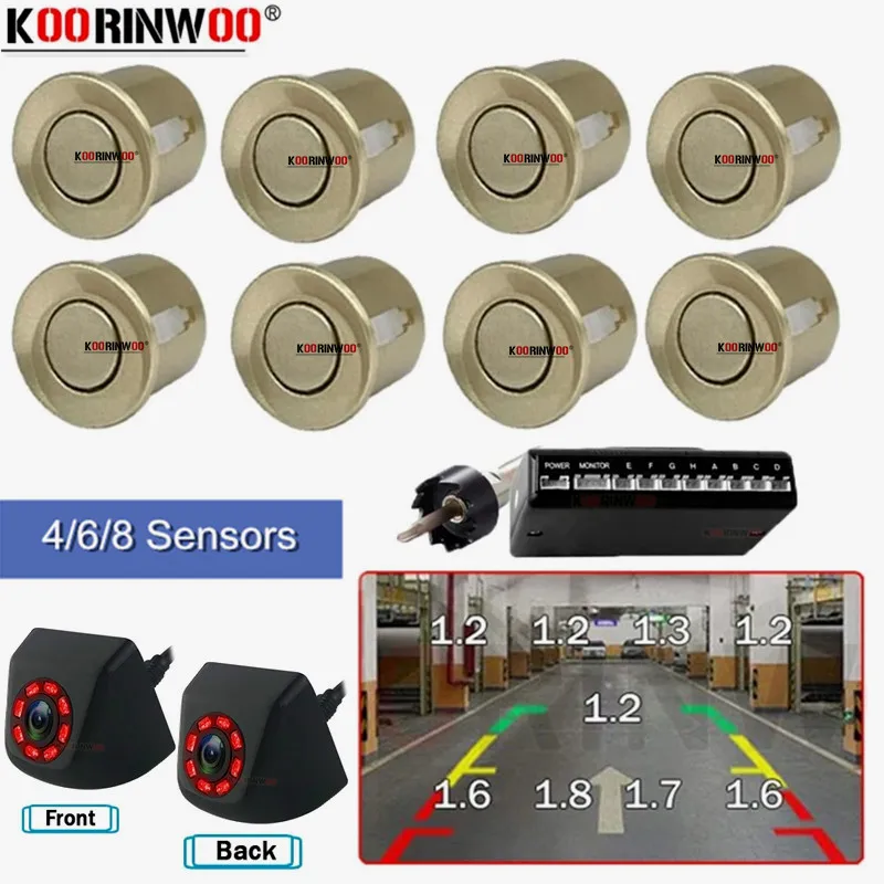 

Koorinwoo Parktronics Car Parking Sensor 8 Radars Alert Front Camera Night Vision IP68 Rear Sensor Auto Accossories Car Detector