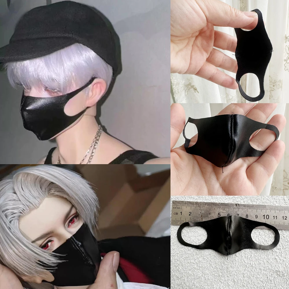 A023 Children Handmade Toy Uncle ID75 Uf75 DZ75 FMD80 UF752.0 Am77 Yc76 2D80 BJD Doll Accessories Black Leather Mask 2Pcs/Set