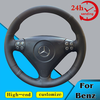 Custom Car Steering Wheel Braid Cover 100% Fit For Mercedes Benz C-Class W203 SLK-Class R171 2004-2008 Auto Interior Accessories