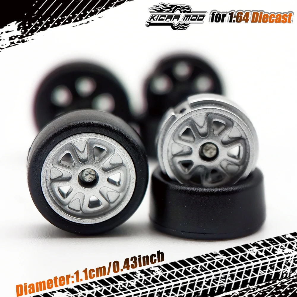 1/64 11mm Gummi-Slick-Reifen mit Schriftzug & Modellauto-Räder für 1:64 Modellautos (1 Set) – Detail 15