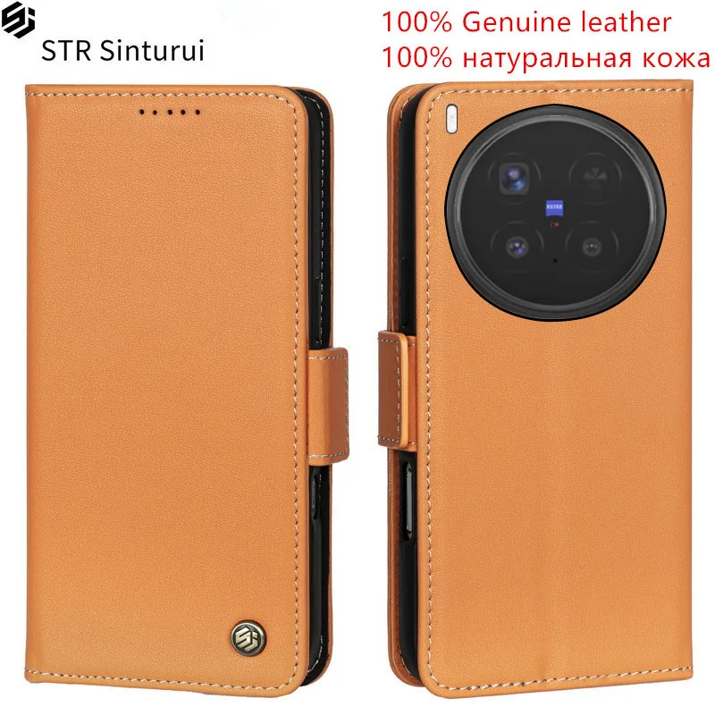 

STR 100% Genuine leather Nappa grain card Slot Wallet Cover For vivo X200 Ultra X300 Pro X200s Flip Fall prevention phone Case
