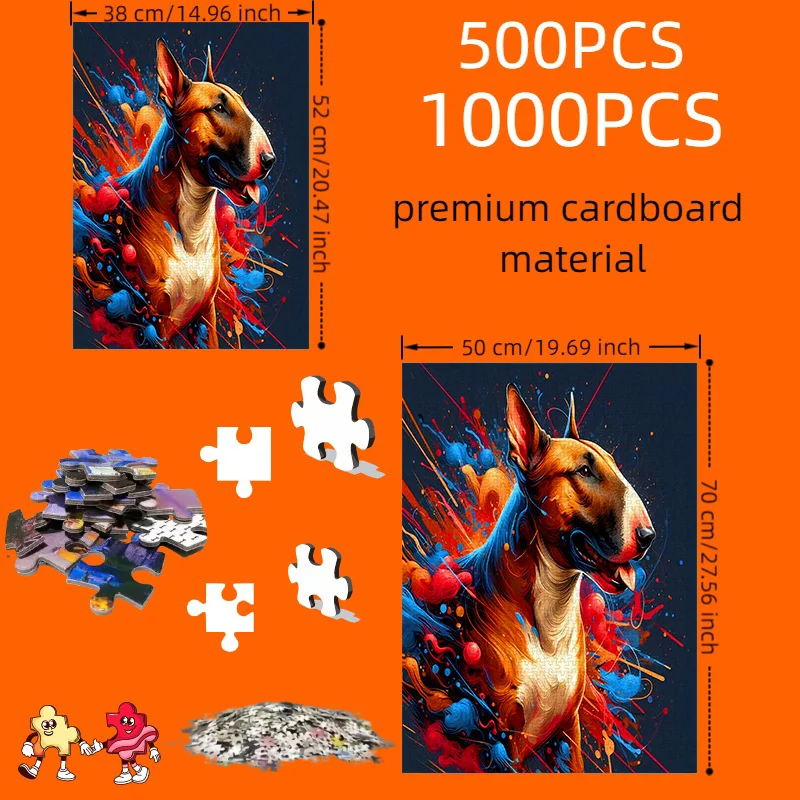 500/1000 قطعة أحجية الصور المقطوعة، أحجية ورقية، جحر الثور الصغير الملون، أحجية للكبار، مناسبة للترفيه المنزلي، تجمع الأصدقاء