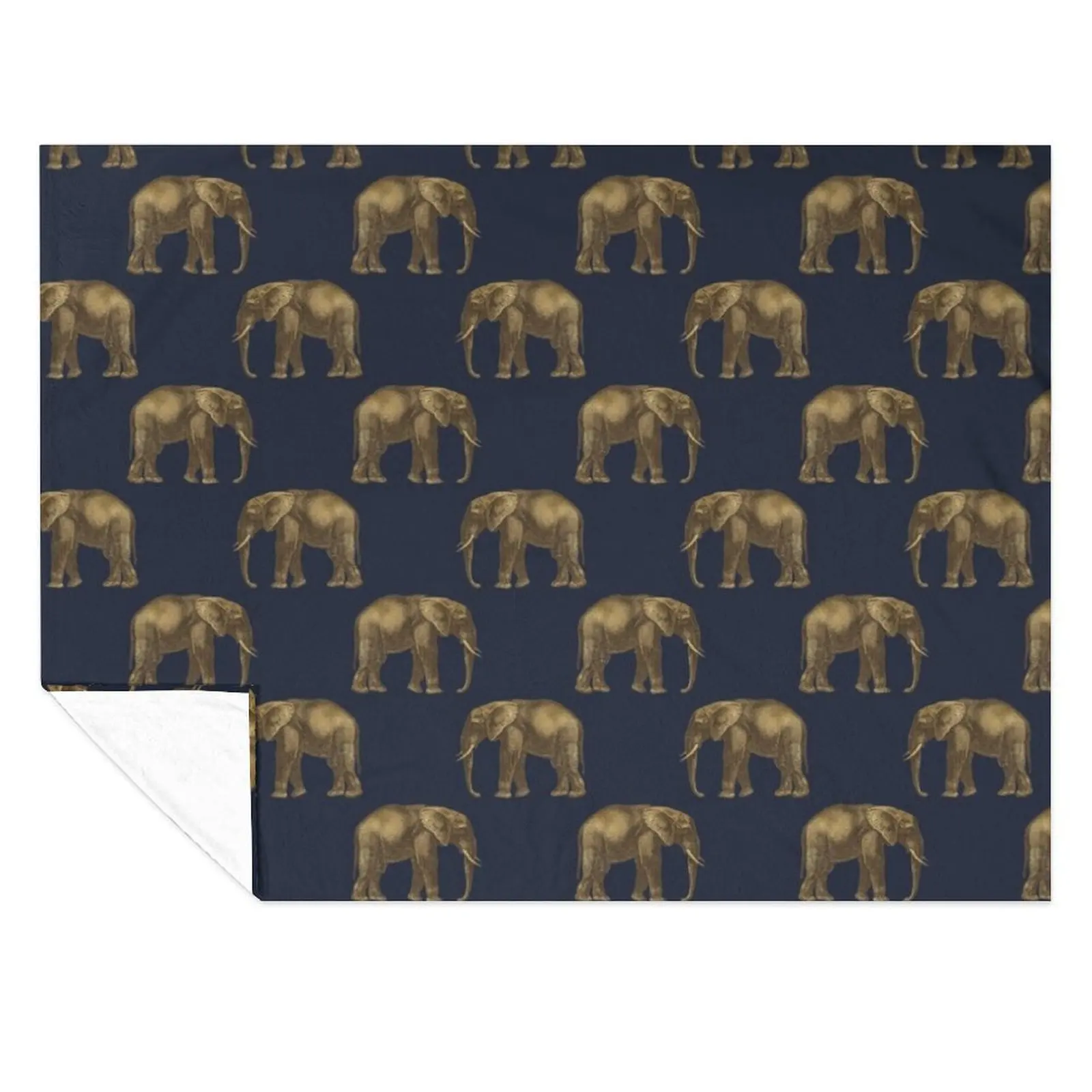 

Blue and Gold Elephants Throw Blanket Blankets For Baby Nap manga Blankets
