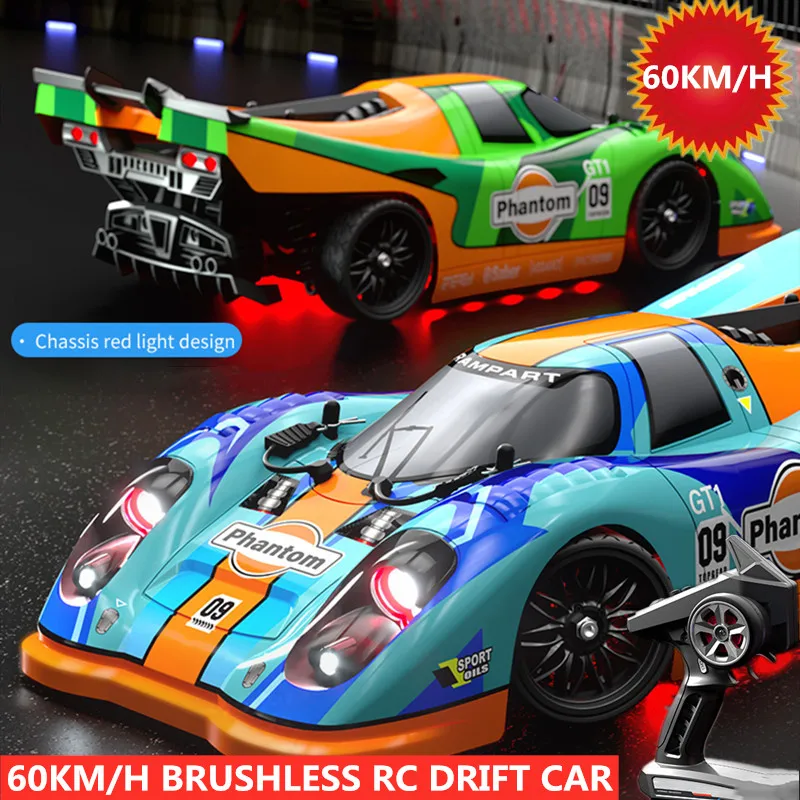 1:16 Full Scale RC Racing Car 60KM/H Brushless Remote Control Drift Vehicles With Led Lights Adults Toys Boy Racing Car Gifts RC