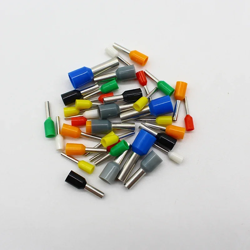 100pcs/Pack E0508 E7508 E1008 E1508 E2508 Insulated Ferrules Terminal Block Cord End Wire Connector Electrical Crimp Terminator