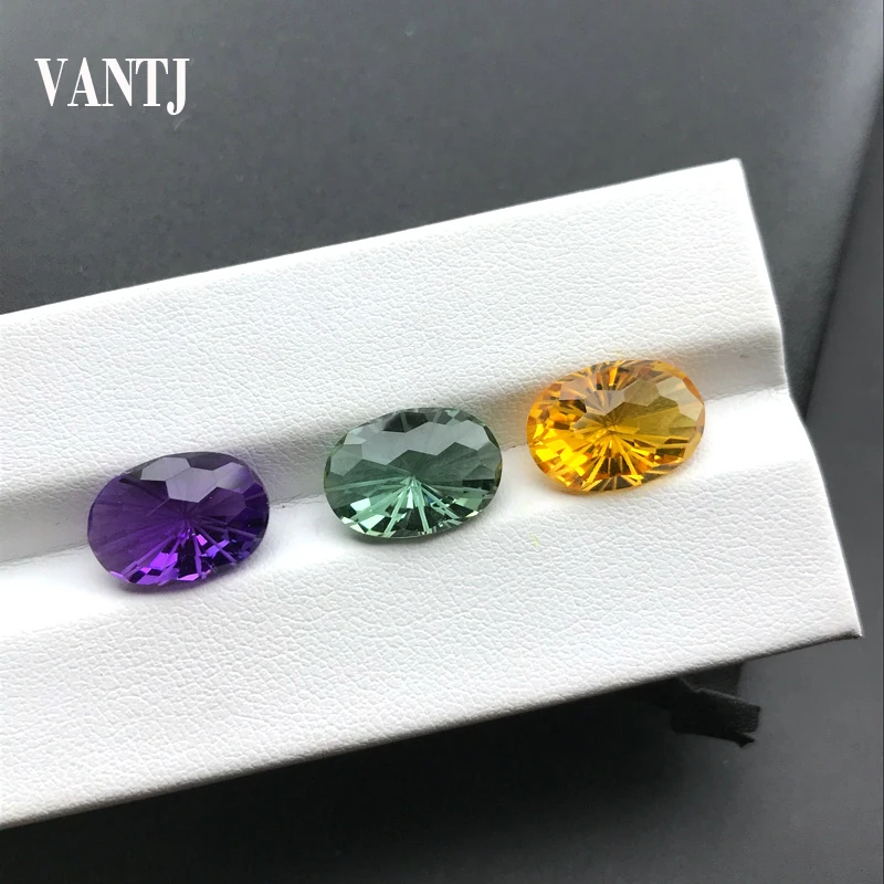 VANTJ Natural Citrine Loose Gemstone Amethyst Oval Football Cut 8*10mm for Diy Jewelry Mounting Women Party Gift Wholesale