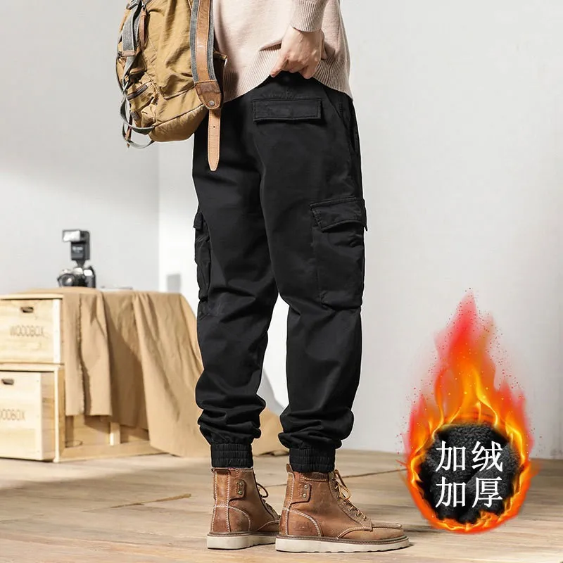 الشتاء الرجال سميكة الصوف البضائع السراويل وظيفية عداء ببطء السراويل عبر الحدود القطن سميكة عارضة السراويل