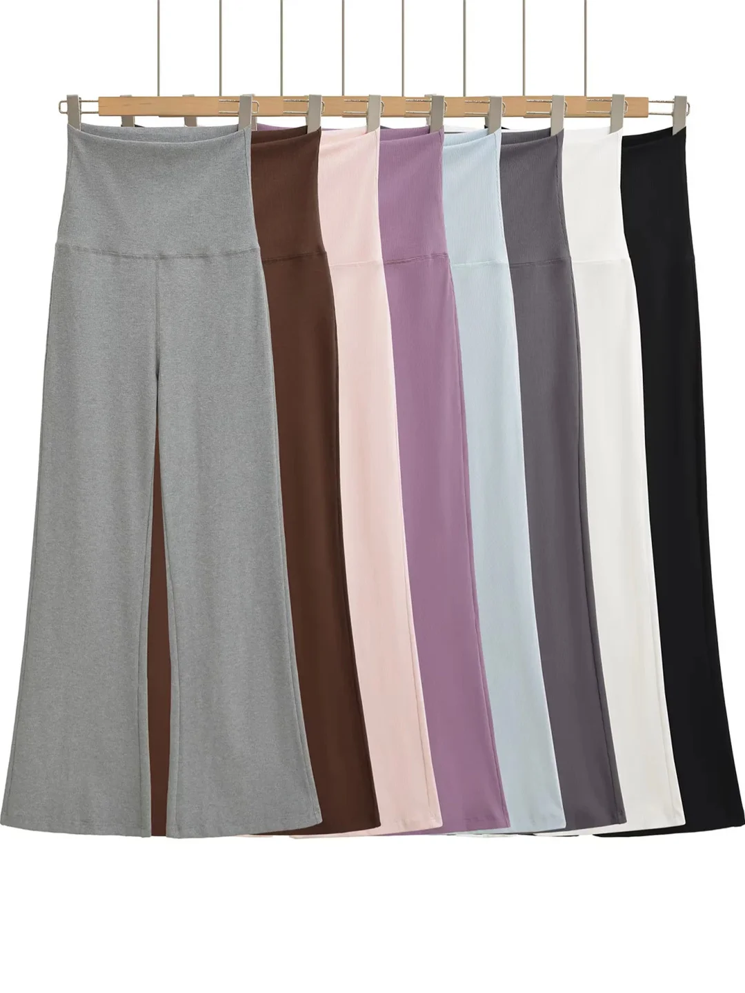 

Женские повседневные брюки-клеш с широкими штанинами, высокой талией, расклешенным низом, из трикотажной ткани, с высокой эластичностью, свободного кроя, модные, осень 2025