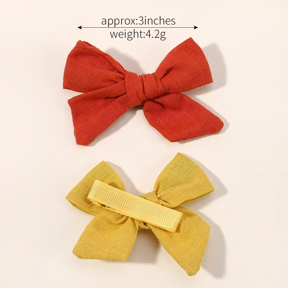 10Pcs/set Solid Color Cotton Hair Bows Hair Clips for Baby Girls Boutique Hairpins Barrettes Headwear Hair Acesssories Wholesale