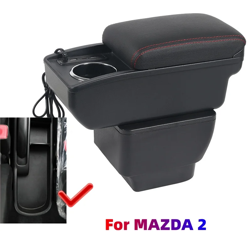 

New model Car Armrest box for MAZDA 2 Armrest For MAZDA 2 Demio Central Store content Storage box with fast charging