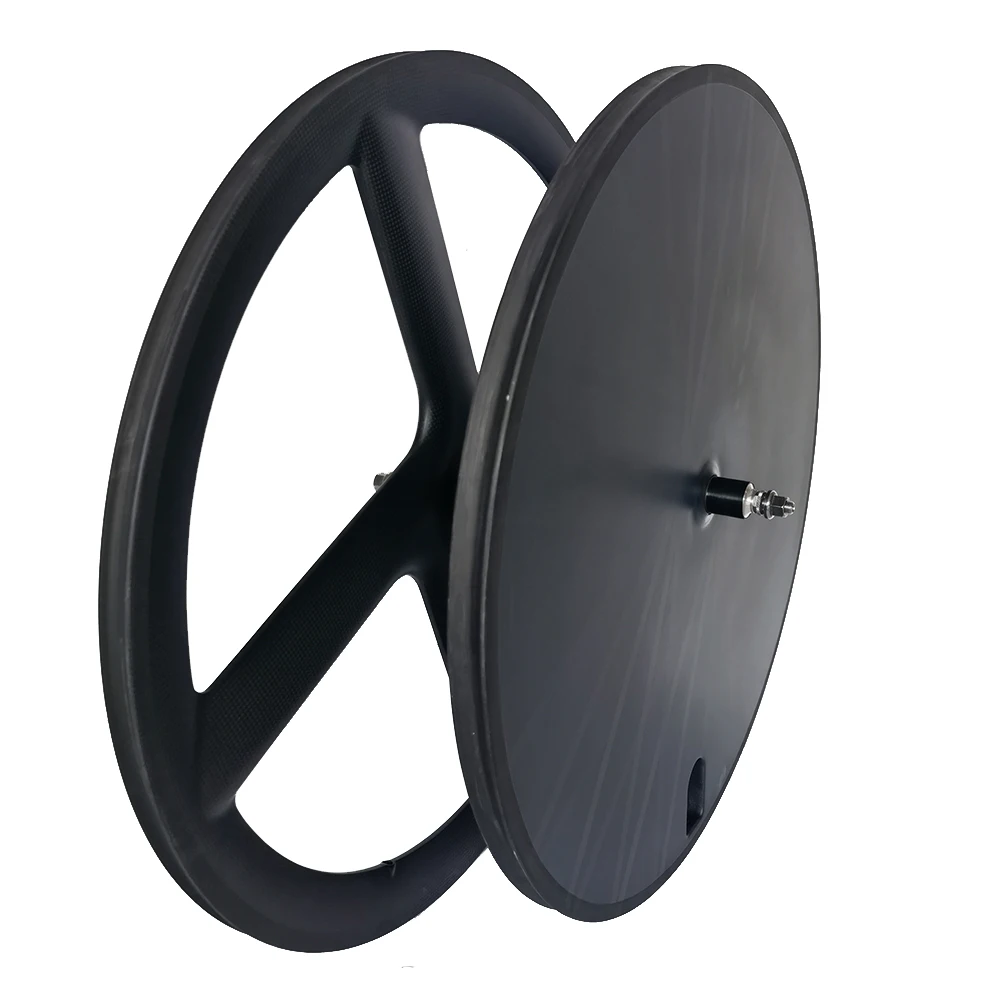 

700C Carbon Fiber Bicycle Wheelset Front 4-Spoke RearDisc Design 23mm Width
