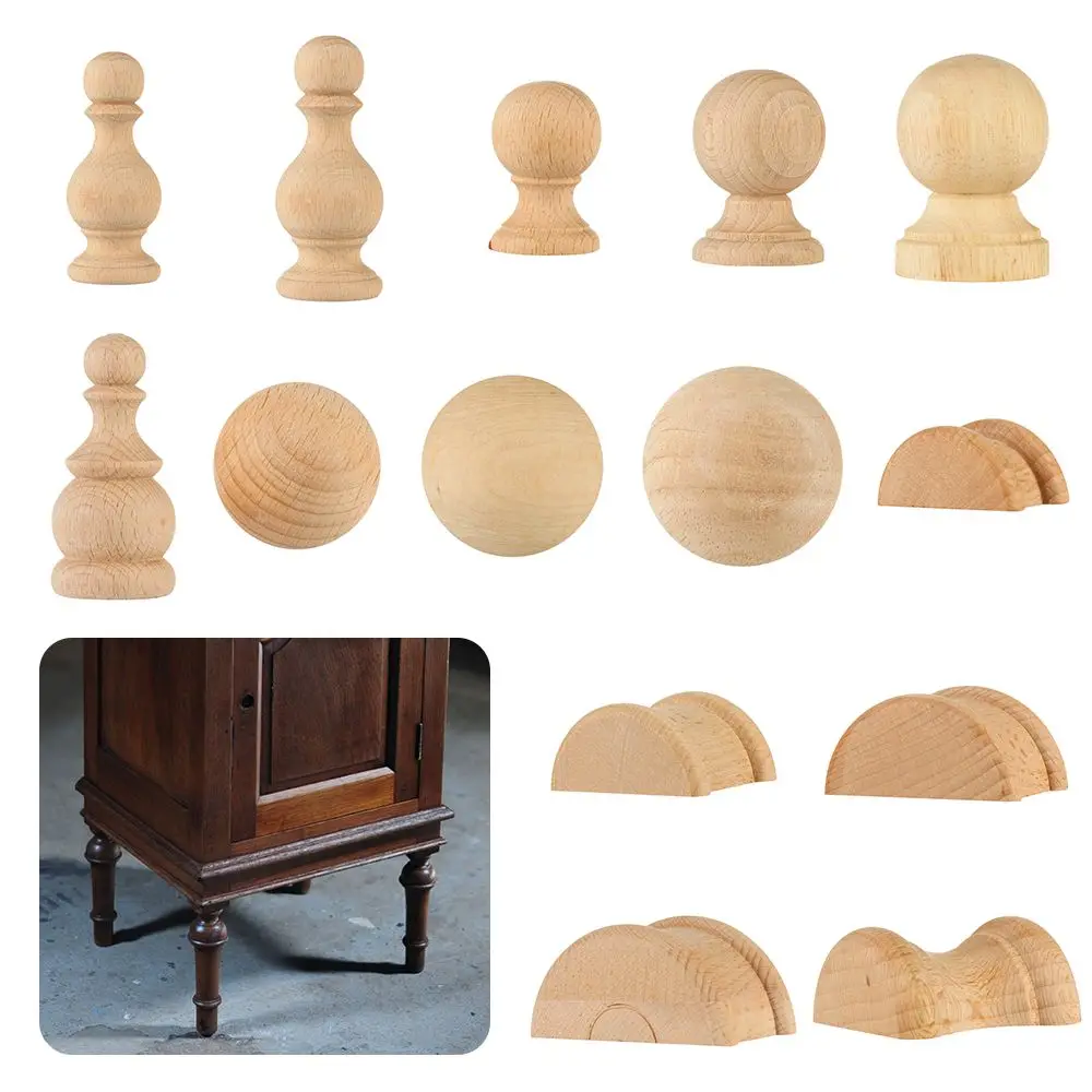 High Quality Accessories European Style Vintage Wood Carved Cabinet Seat Feets Home Decor Furniture Foot Legs