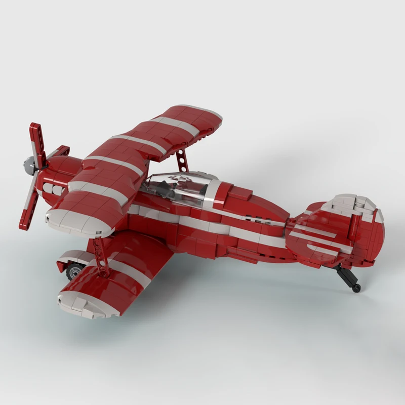 MOC-222976 بيتس خاص S2B (الأحمر والأبيض) بنة ضوء البهلوانية ثنائية الطائرة نموذج الطوب مجموعة هدايا رائعة الإبداعية 613 قطعة