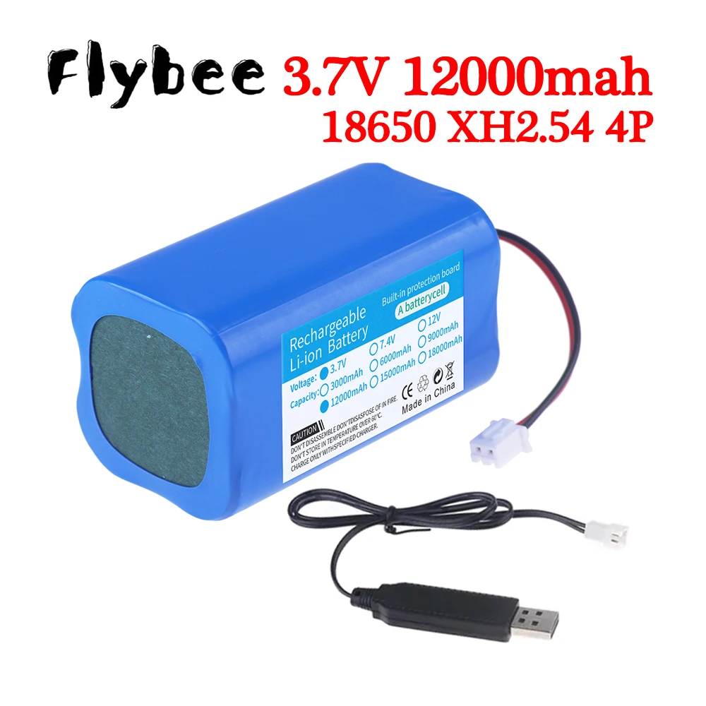 Batterie au lithium aste avec prise XH2.54 et chargeur USB, panneau de protection de haut-parleur mégaphone, 3.7V, 12000mAh, 18650