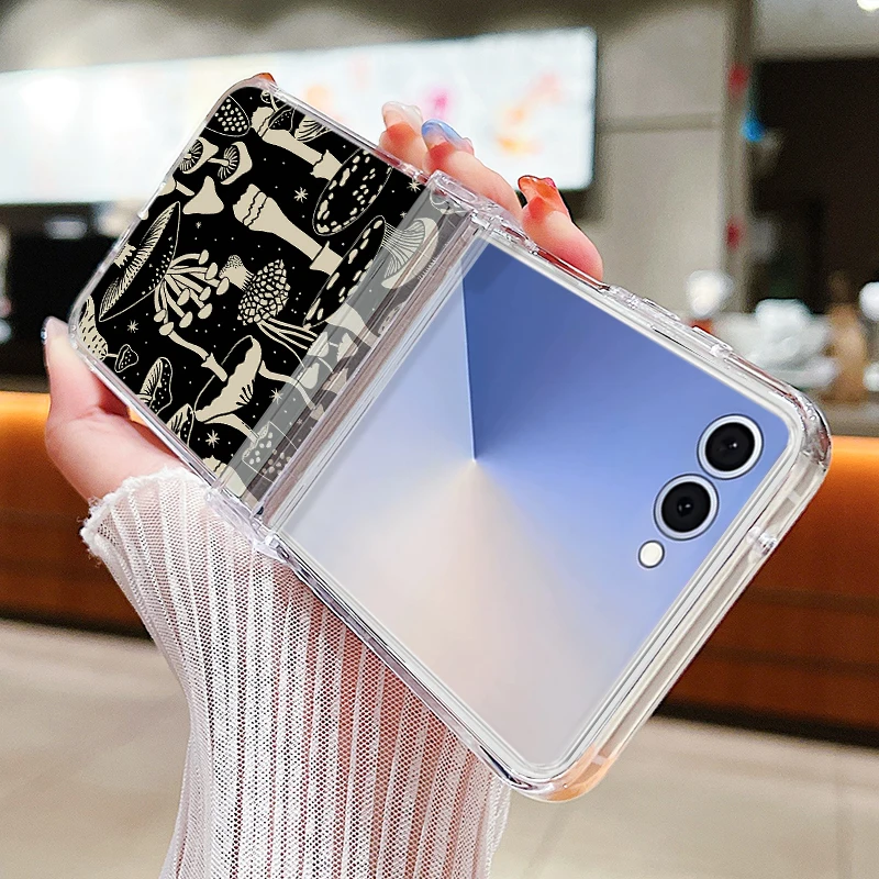 Colored Flowers Print Phone Case For Samsung Galaxy Z Flip 8 7 FE 6 5 4 3 5G Folding Hard Clear Cover For Samsung Z Flip7 Flip8