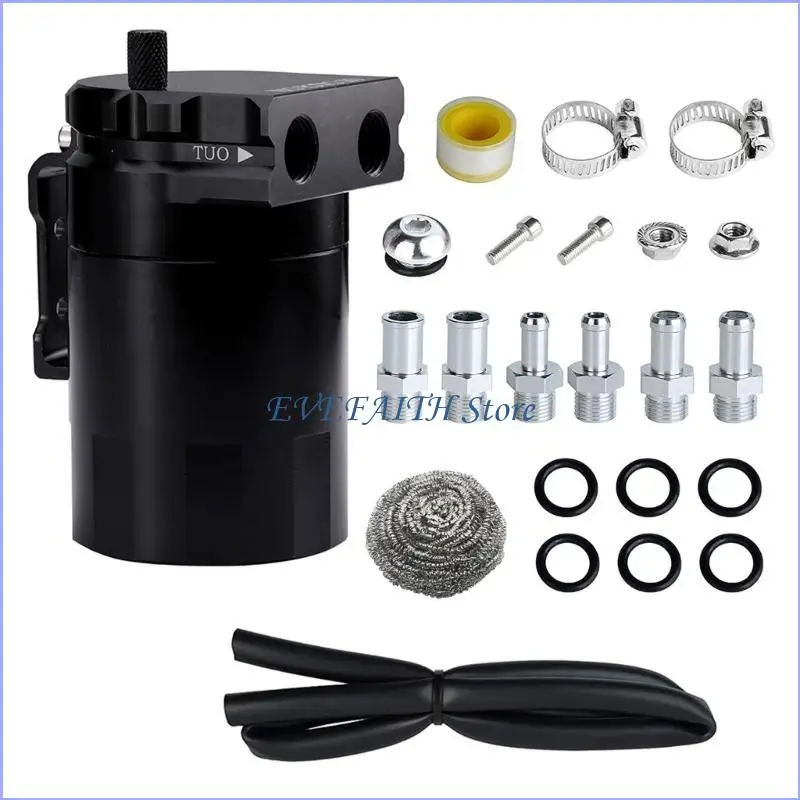 

124B Universally Oil Catch Can Baffled Aluminum Reservoir Oil Catch Tanks with Air Filter