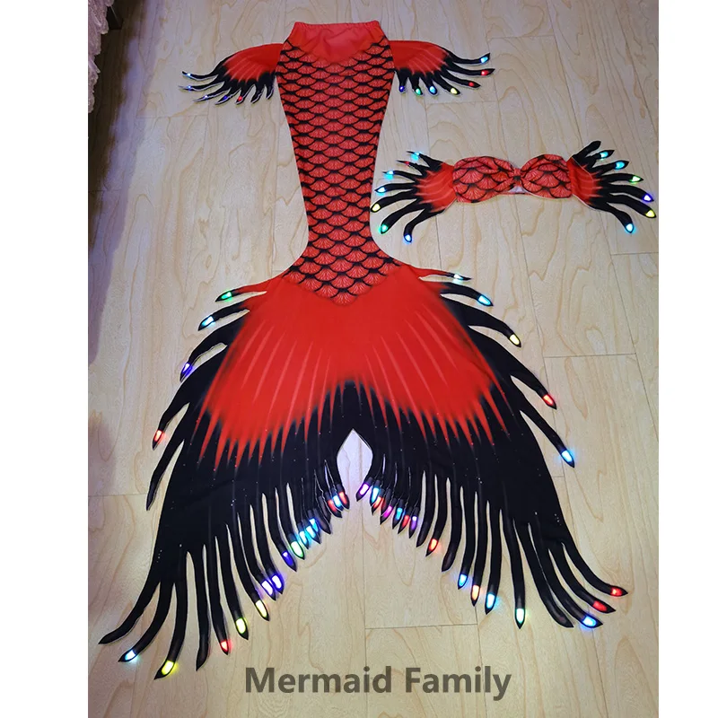 Luminous Mermaid Tail Mermaids Light Cosplay Clothing Durable and Stretchy Fabric Fish SKin tail Swimming Beach Clothes Bathing