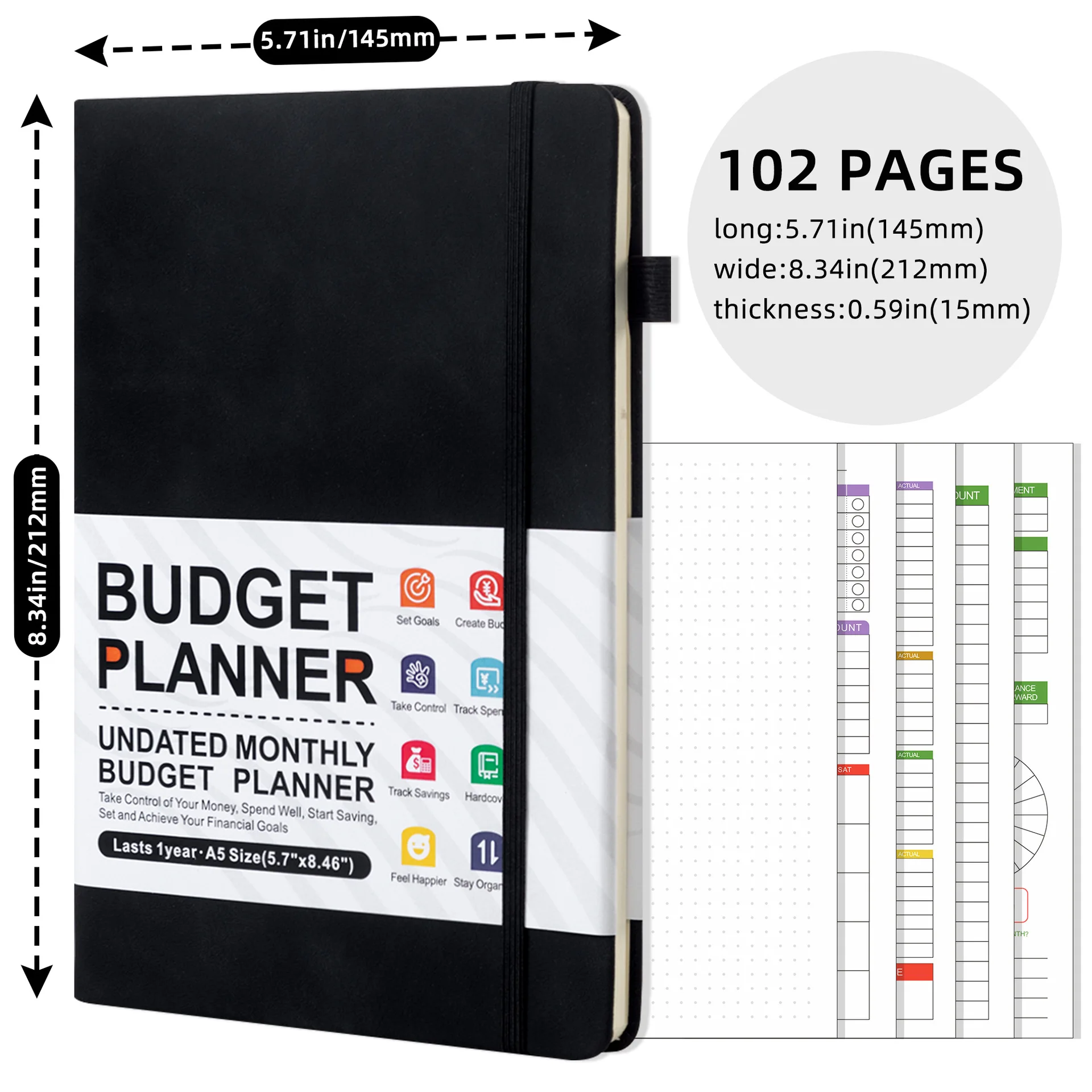 Monthly Plan Learning Notebook A5 Strap Notebook Student School Stationery Office Schedule Book Budget Weekly Planner Book