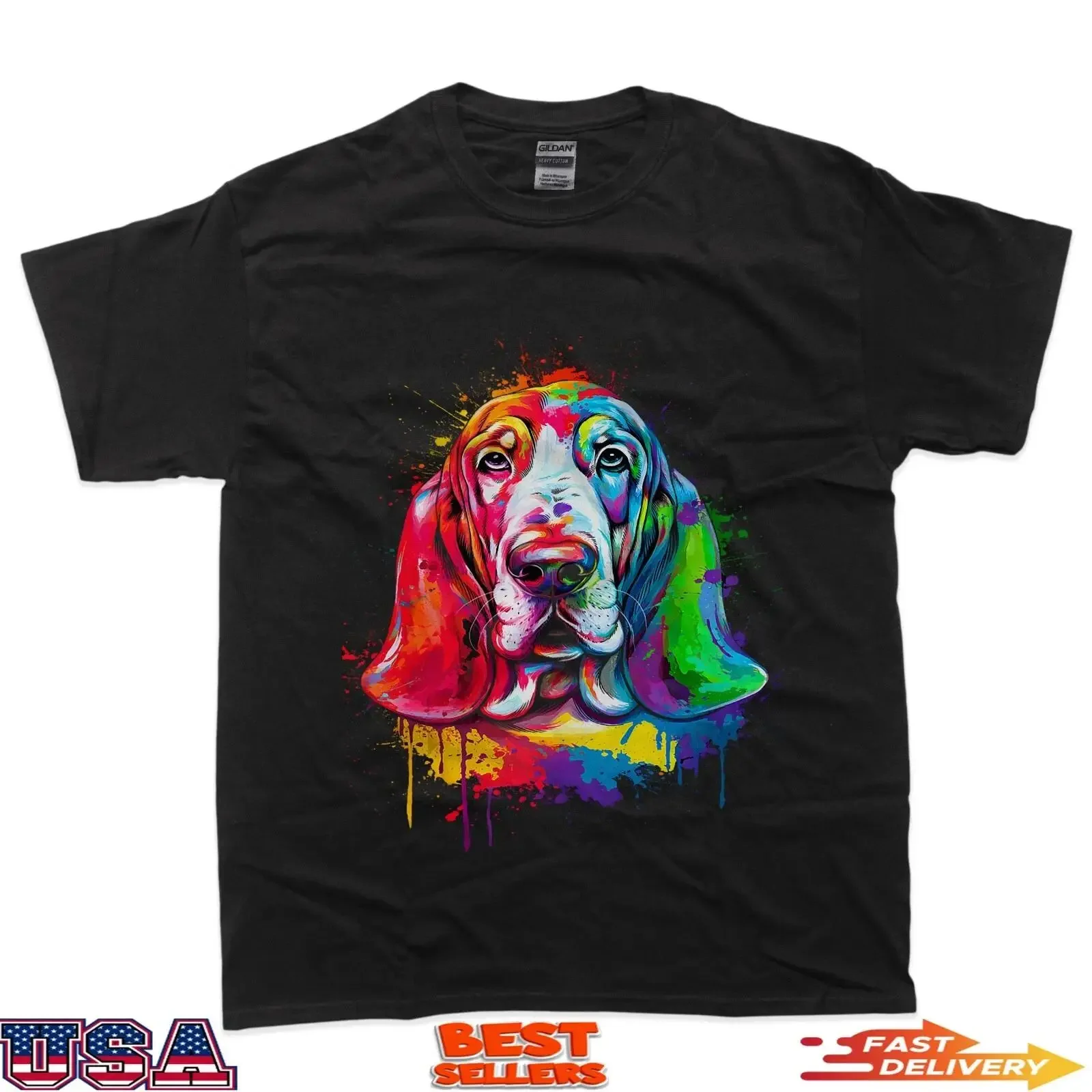 Basset Hound artistic funny t shirt vintage Washed Top For Everyday Wear graphic Soft Casual Slightly Stylish fashion Unisex