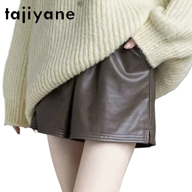 TAJIYANE Real Sheepskin Shorts Women 2024 Luxury Korean Style Genuine Leather Short Autumn Winter Womans Clothing Трусы Женские