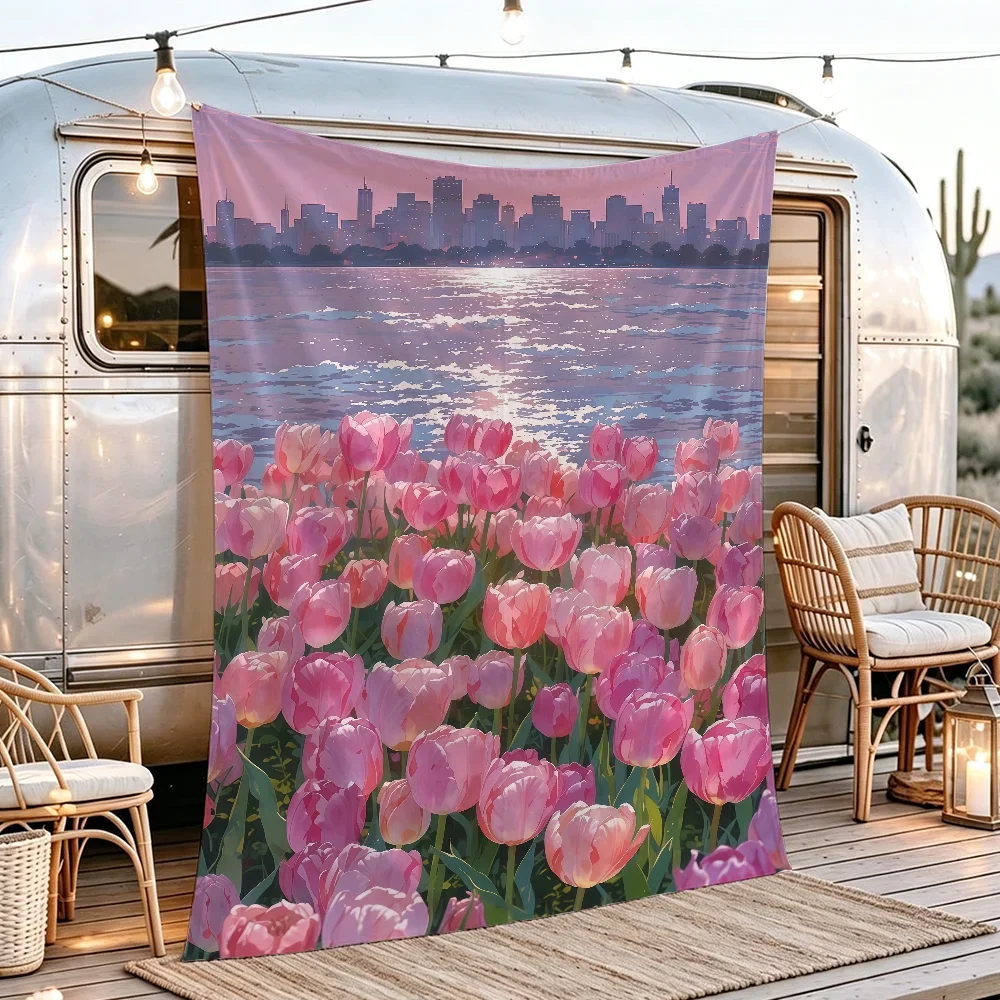 Flowers Tulip Floral flag Tapestry Room Decoration Wall Hanging Aesthetic Bedrooms Advertising Banner